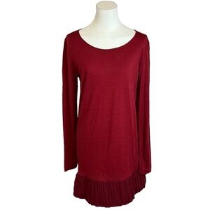 MORGANE LE FAY New York Burgundy Red Wool Dress size S Mini Midi Long Sleeve VTG